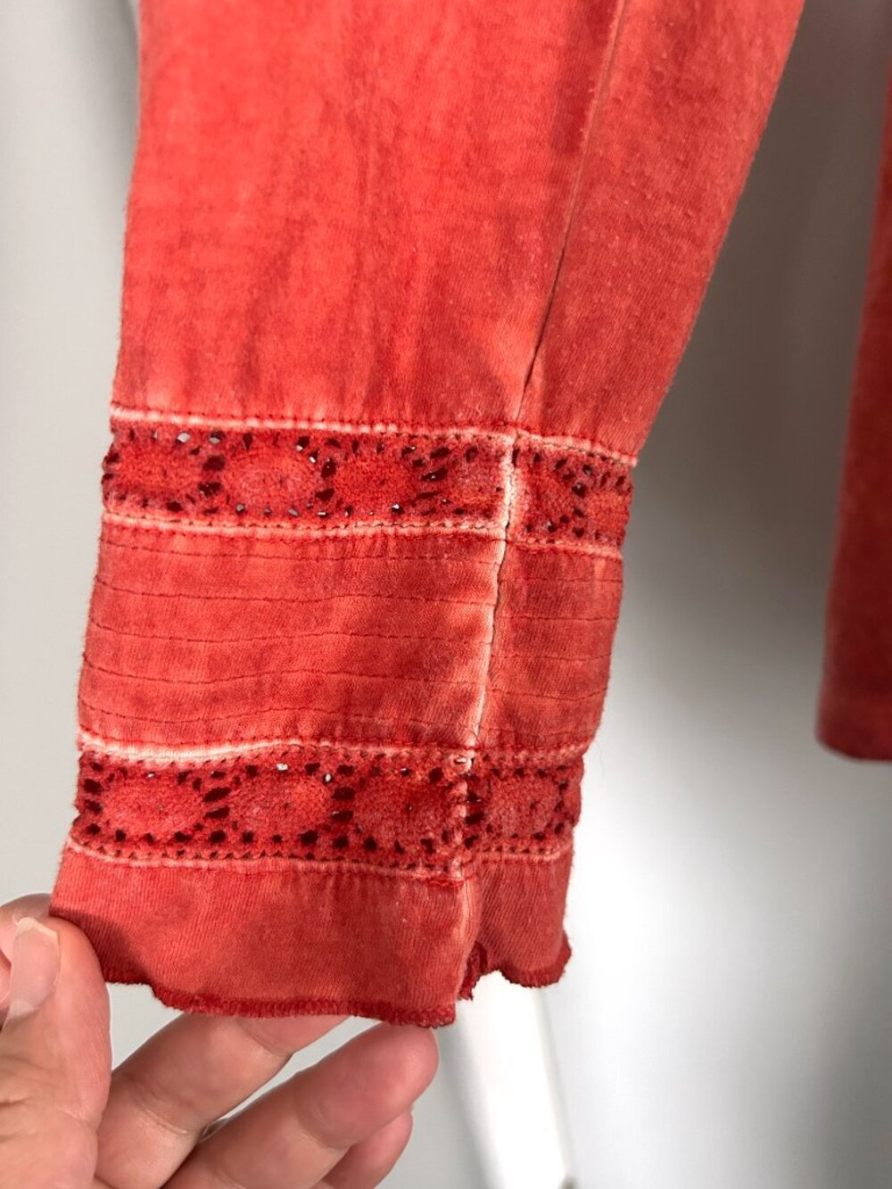 Soft Surroundings Philomena Chevron Tunic Top Burnt Orange Long Sleeve Boho Sz M - Picture 4 of 8